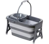 Dirt Devil Foldable Mop Bucket 20 Litres - Mop Bucket with Wringer - Space-saving Cleaning - Portable Plaster Grey White