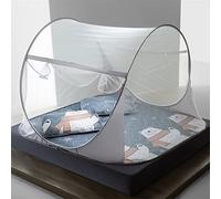 Foldable Mosquito Net Bed Canopy Portable Travel for Single/Double Bed Pop Up Camping Tent Netting with Pillowcase*2 for Bed Travel Home Outdoor (Bear,150x200cm)