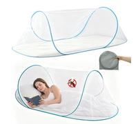 Foldable Mosquito Net, Pop-up Mosquito Net, Portable Single Bed MosquitoNet with Zip, Family Mosquito Net Bed for Outdoor Camping, Travel, Home Dorm, Easy And Fast Installation (Blue)