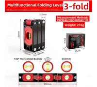 Foldable Multi-Angle Measuring Level Ruler with Magnetic Base and Bubble Level, Folding Angle Measuring Tool for Woodworking and Construction Projects(A)