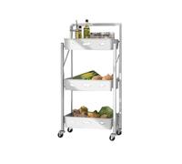 Foldable Multi-Layer Trolley Shelf Unit with Wheels - Versatile Floor-Standing Rack for Living Room, Bathroom, Kitchen Storage Solutions