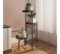 Foldable Multi-Tier Flower Shelf With Detachable Trays, Metal Plant Stand, 3 Tier Tall Corner Plant Stands Indoor Outdoor, Small Potted Plant Stairs Display Rack For Corner, Porch (black1, 67*55*43)