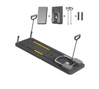 Foldable Multifunction Pilates Reformer Board with Ab Roller with Elbow Support, Ab Exercise Machine Support Automatic Rebound, and Tension rope for Home Fitness Gym (Grey)