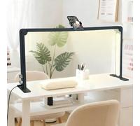 Foldable Nail Light for Desk, LED Manicure Lamp with Phone Holder, Tri-fold Lash Arc Light, 3000-6000K Color Temperature, 48W, 0-100% Adjustable Brightness, Makeup Desk lamp(Black)