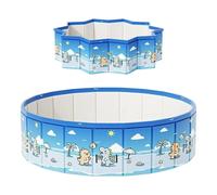 Foldable Non-Inflatable Dog&Kids Paddling Pool, Heavy Duty Non-Slip Scratch Resistant PVC Water Tub with Quick Drain, 90/120/160cm Portable Outdoor Pool For Garden Beach Summer Party Pet Bath