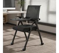 Foldable Office Chair with Casters,Flexible and Convenient,Compact Footprint,Ideal for Meetings,Offices,Home Studies,and Dining Rooms(Black,Style D)