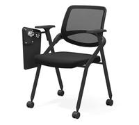 Foldable Office Chairs with Wheels - Stackable Conference & Reception Seating, Cushioned for Training Rooms, Portable & Comfortable (Black)