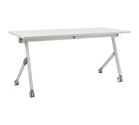 Foldable Office Desk BENDI White 160 cm 60 cm with Wheels