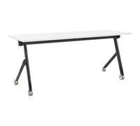 Beliani Foldable Office Desk BENDI White 180 cm 60 cm with Wheels, White