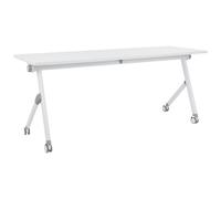Foldable Office Desk BENDI White 180 cm 60 cm with Wheels