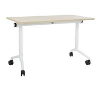 Foldable Office Desk CAVI Light Brown 120 cm 60 cm with Wheels