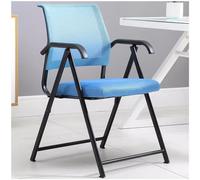 Foldable Office Desk Chair with Backrest - Blue Accent Stool Simple Armchair for Home & Conference Use Comfortable Training Seat Space-Saving Design