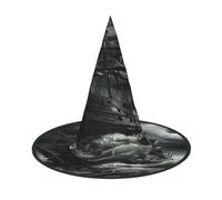 Foldable Old Pirate Ship In The Sea Print Halloween Hat,Unisex Headwear For Party,Masquerade,Carnival,Fancy Dress