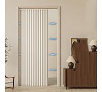 Foldable Opaque Room Divider with Magnetic Closure No Drilling Cold Protection for Living Room Sliding Closet & Kitchen Screen White 70x240cm