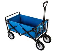 Foldable Outdoor Cart, 96L Heavy-Duty Trolley with 100kg Capacity, Steel Frame, 600D Oxford Fabric, 360° Rotating Rubber Wheels, Telescopic Double Handle, Cup Holder (Blue)
