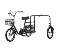 Foldable Outdoor Dog Walking Tricycle Double Brake Non-Slip Safe Riding Belt Front and Rear Basket 16 Inch Adult Dog Walking Artifact (Black)