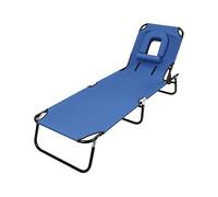 Foldable Outdoor Lounge Chair with Face Hole, Folding Outside Lay Flat Face Down Tanning Chair with Arm Hole, Head Rest Pillow, for Reading Beach Poolside Patio Sunbathing Lawn Camping, 300 LBS Blue