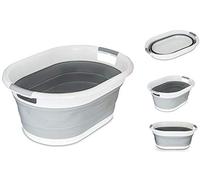 Foldable Oval Washing Basket Collapsible 40 Litre Laundry Clothes Basket Grey
