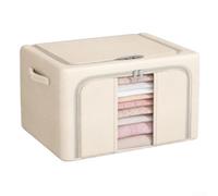 Foldable Oxford Cloth Storage Box, a Wardrobe Storage Organizer and Storage Box with Reinforced Steel Frame for Moisture Protection and Space Saving Storing Bedding Toys Clothes(100L Khaki)