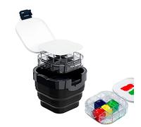 Foldable Paint Brush Washer Clear Palette Box for Watercolor Oil Acrylic Gouache Painting with Lid (Black)