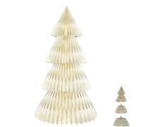 Foldable Paper Honeycomb Christmas Trees, Ardboard Style 3D Xmas Papers Table Ornament Folding Trees, Reusable Eco-Friendly Décor for Xmas Decoration Party(White)