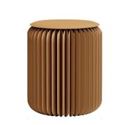 Foldable Paper Stool, 2-in-1 Round Foot Stool Modern Design Side Table, Portable Folding Paper Stool Kraft Paper Multifunction Paper Chair for School Living Room, Home Furniture Decoration (Brown)