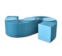 Foldable Paper Stool Sofa Chair, Retractable Folding Paper Accordion Bench Leisure Ottoman with Round Cushion for Offices, Reception Rooms, Living Rooms and Shopping Centers