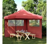 Foldable Party Tent 291x291cm Burgundy 600D Oxford Fabric with 2 Sidewalls