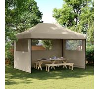 (taupe, without sidewall) vidaXL Foldable Party Tent Pop-Up with 4 Sidewalls Patio Gazebo Canopy Shelter