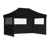 vidaXL Foldable Party Tent Pop-Up with 4 Sidewalls Black