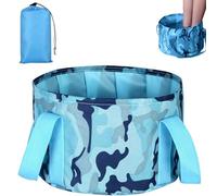 Foldable Pedicure Spa Bowl, Foot Bath Massage Barrel Home Pedicure Basin for Camping Washing Fishing (Camouflage Blue)