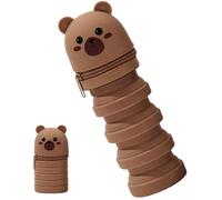 Foldable Pencil Case - 20cm Retractable Silicone Stationery Organizer, Cute Cartoon Shape for Kids and Teens, Portable Holder for School Supplies | Ext Case, Bear Fold, Consulte la descripción, See