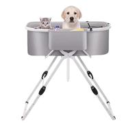 Foldable Pet Bath Tub for Dogs - Adjustable Height Dog Washing Station for Home, Indoor & Outdoor - Collapsible Elevated Pet Bathtub 2 in 1 for Small Medium Dogs(Blue)