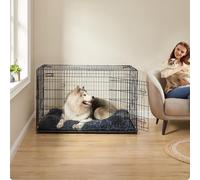 Foldable Pet Cage Training Crate 2 Doors XXXL Puppy Cage Feandrea Black One Size