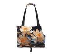 Foldable Pet Carrier, Bohemian White Lotus Print Dog Tote Bag, Portable Cat Shoulder Satchel, Small Animal Travel Handbag for Puppy & Kitten