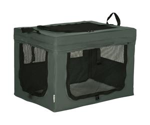 Foldable Pet Carrier Cat Bag - Comfortable Cushion, 3 Doors, Grey - Cats & Minia