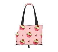 Foldable Pet Carrier, Cherry Cake Print Dog Tote Bag, Portable Cat Shoulder Satchel, Small Animal Travel Handbag for Puppy & Kitten