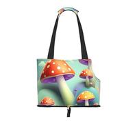 Foldable Pet Carrier, Dreamy Little Mushroom Print Dog Tote Bag, Portable Cat Shoulder Satchel, Small Animal Travel Handbag for Puppy & Kitten