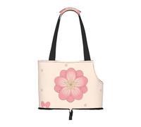 Foldable Pet Carrier, Pink Cherry Blossoms Print Dog Tote Bag, Portable Cat Shoulder Satchel, Small Animal Travel Handbag for Puppy & Kitten