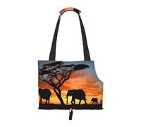 Foldable Pet Carrier & Shoulder Bag, African Elephant Print Pet Tote Bag Cat Travel Tote for Small Dogs, Puppy Transport, Portable Animal Handbag