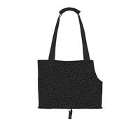 Foldable Pet Carrier & Shoulder Bag, Black Leopard Pattern Print Pet Tote Bag Cat Travel Tote for Small Dogs, Puppy Transport, Portable Animal Handbag