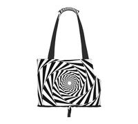 Foldable Pet Carrier & Shoulder Bag, Black White Spiral Print Pet Tote Bag Cat Travel Tote for Small Dogs, Puppy Transport, Portable Animal Handbag