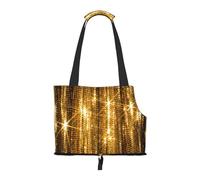 Foldable Pet Carrier & Shoulder Bag, Gold Sequin Sparkle Print Pet Tote Bag Cat Travel Tote for Small Dogs, Puppy Transport, Portable Animal Handbag