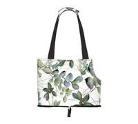 Foldable Pet Carrier & Shoulder Bag, Green Eucalyptus Leaves Print Pet Tote Bag Cat Travel Tote for Small Dogs, Puppy Transport, Portable Animal Handbag