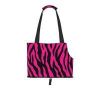 Foldable Pet Carrier & Shoulder Bag, Pink Zebra Stripes Print Pet Tote Bag Cat Travel Tote for Small Dogs, Puppy Transport, Portable Animal Handbag