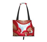 Foldable Pet Carrier & Shoulder Bag, Red Mushroom Canopy Print Pet Tote Bag Cat Travel Tote for Small Dogs, Puppy Transport, Portable Animal Handbag
