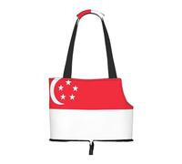Foldable Pet Carrier, Singapore Flag Print Dog Tote Bag, Portable Cat Shoulder Satchel, Small Animal Travel Handbag for Puppy & Kitten