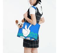 Foldable Pet Carrier, White Goose Spread Wings Print Dog Tote Bag, Portable Cat Shoulder Satchel, Small Animal Travel Handbag for Puppy & Kitten