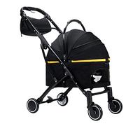 Foldable Pet Cat Stroller Luxury Dog Prem Pushchair for Multiple Cats, Dog Strollers for Small Medium Dogs, Detachable Pet Stroller Carriage Dog Walker with Storage Bag(Nero)
