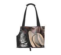Foldable Pet Cowboy Black Hat Western Boots Shoulder Bag - Portable Travel Carrier for Small Dogs&Cats, Waterproof with Safety Clip